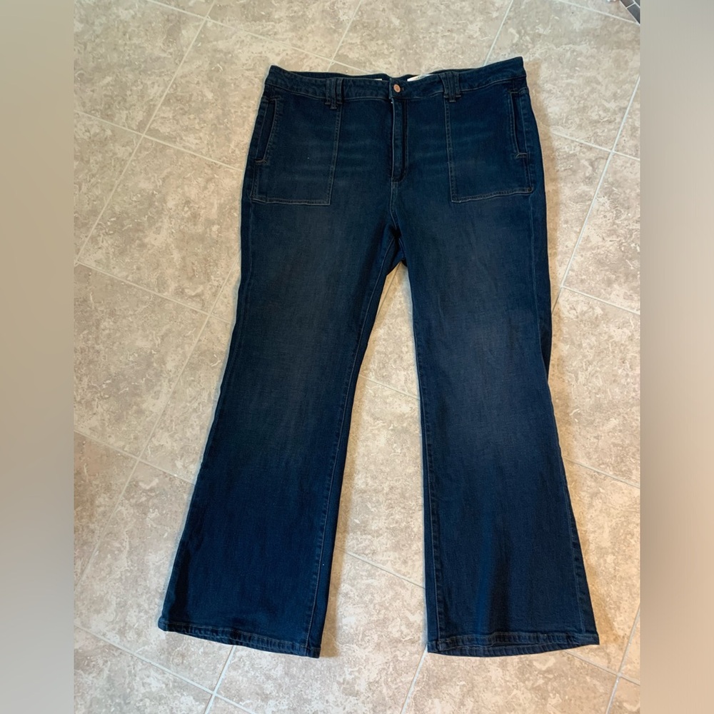 Bootcut Anthroplogie Pilcro jeans.  Dark Wash with high rise fit